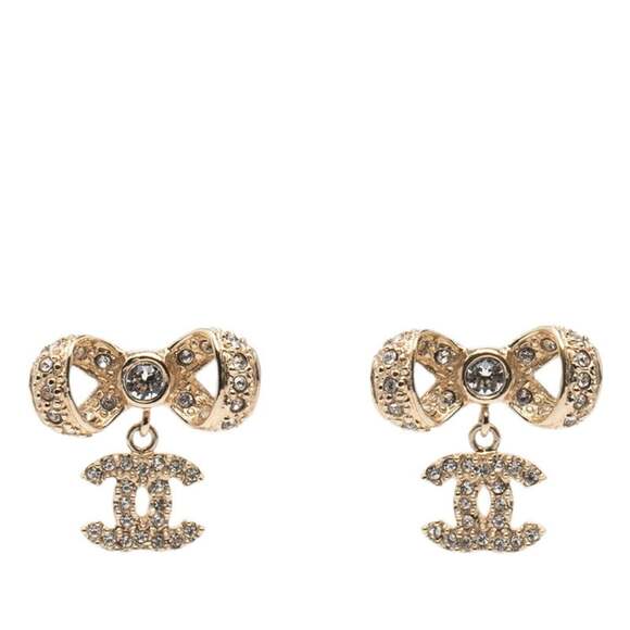 CHANEL Gold Logo Earrings